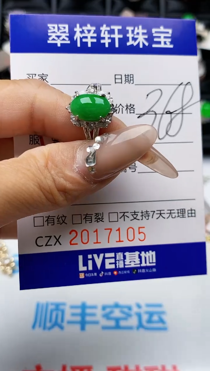 【闪购商品】翡翠戒指银S925镶嵌7105