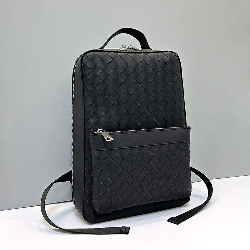 X&bv编织双肩包男士时尚商务旅行背包休闲大容量真皮电脑包男书包