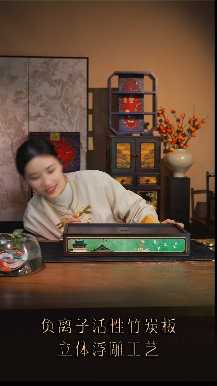 M*壹藏贰宝瑞鹤图图案储水盘