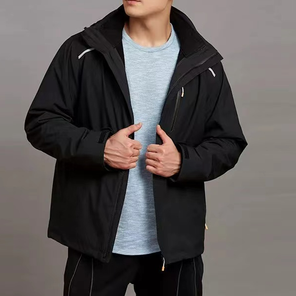 男士可拆卸户外运动休闲百搭连帽冲锋衣外套H2167
