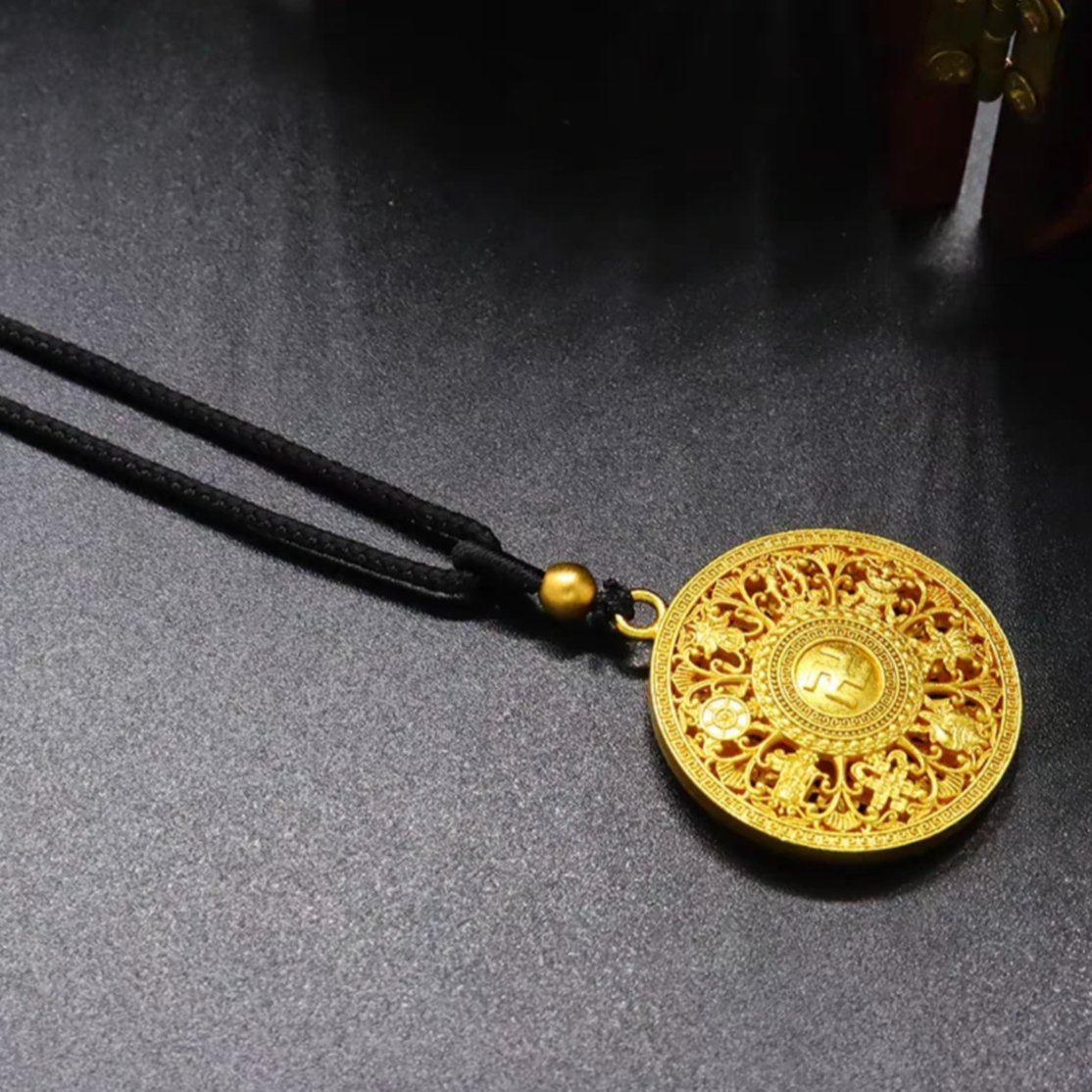 合金项链  手工铸造 八宝吊坠 双面 传承