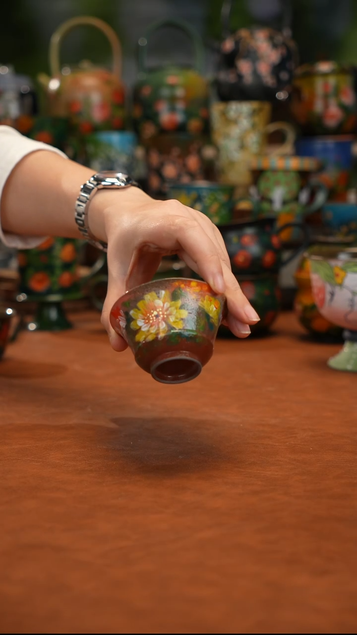 紫砂油画釉下彩手绘