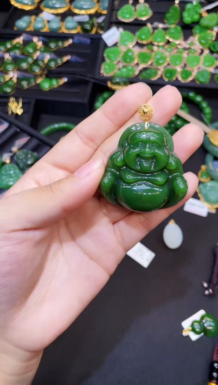 和田玉18K金镶嵌吊坠(赠链)45MM 多样性发一