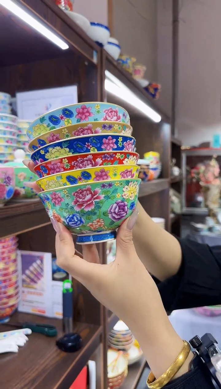 珐琅4.5英寸饭碗6个景德镇餐具