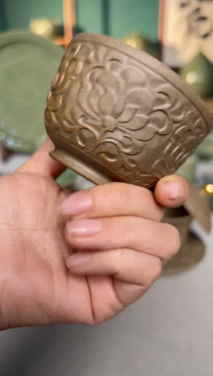 【闪购商品】其他耀州窑素胚双釉菊纹主人杯