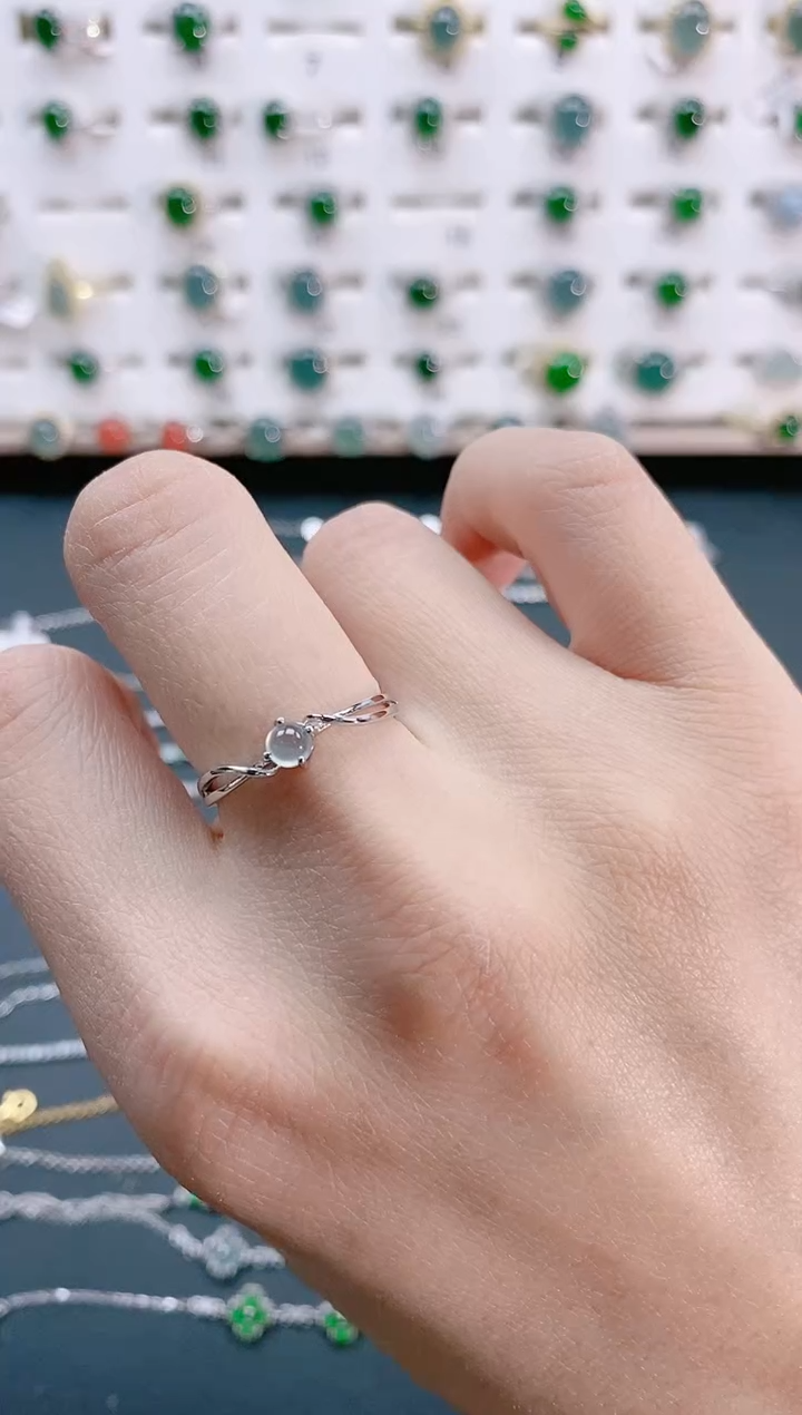 【闪购商品】翡翠戒指银S925镶嵌天然翡翠