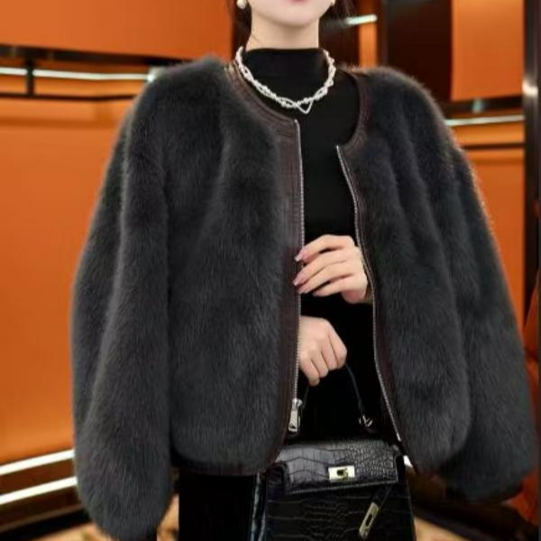 【海宁专柜正品】新款小香风雪兰貂外套H1041（冰冰）