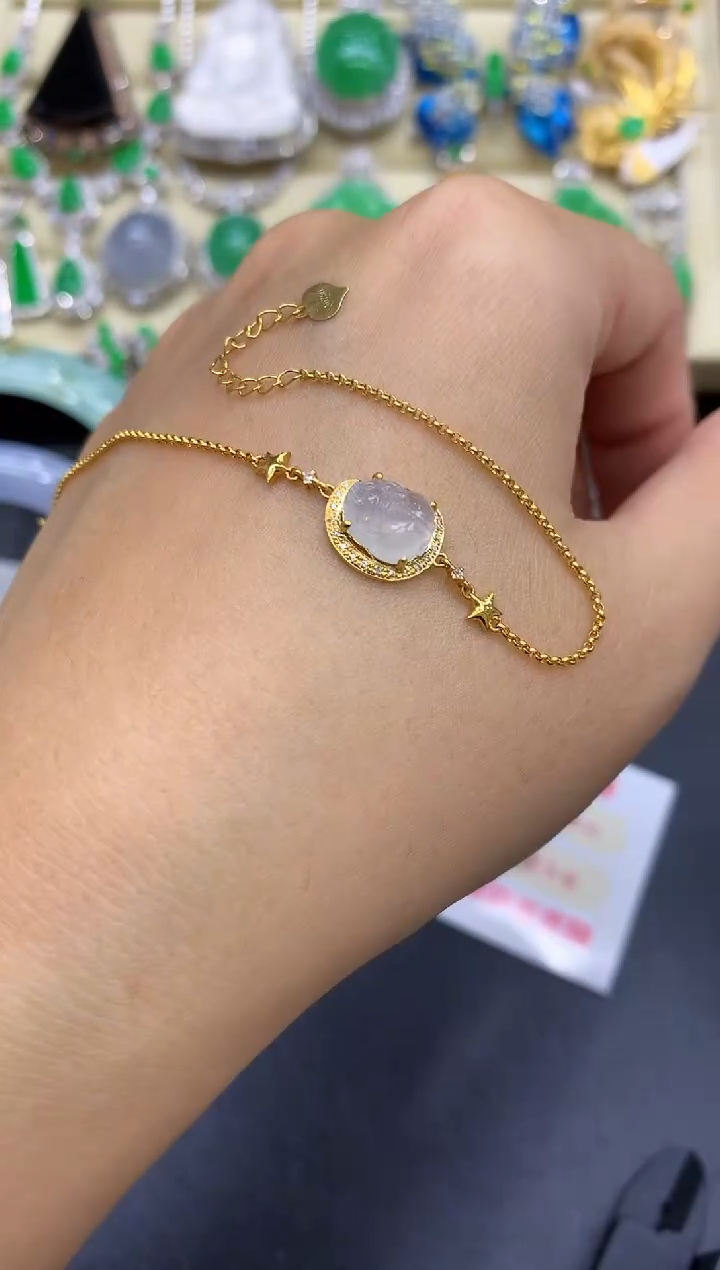 18K金镶嵌手链翡翠153-中国好珍宝