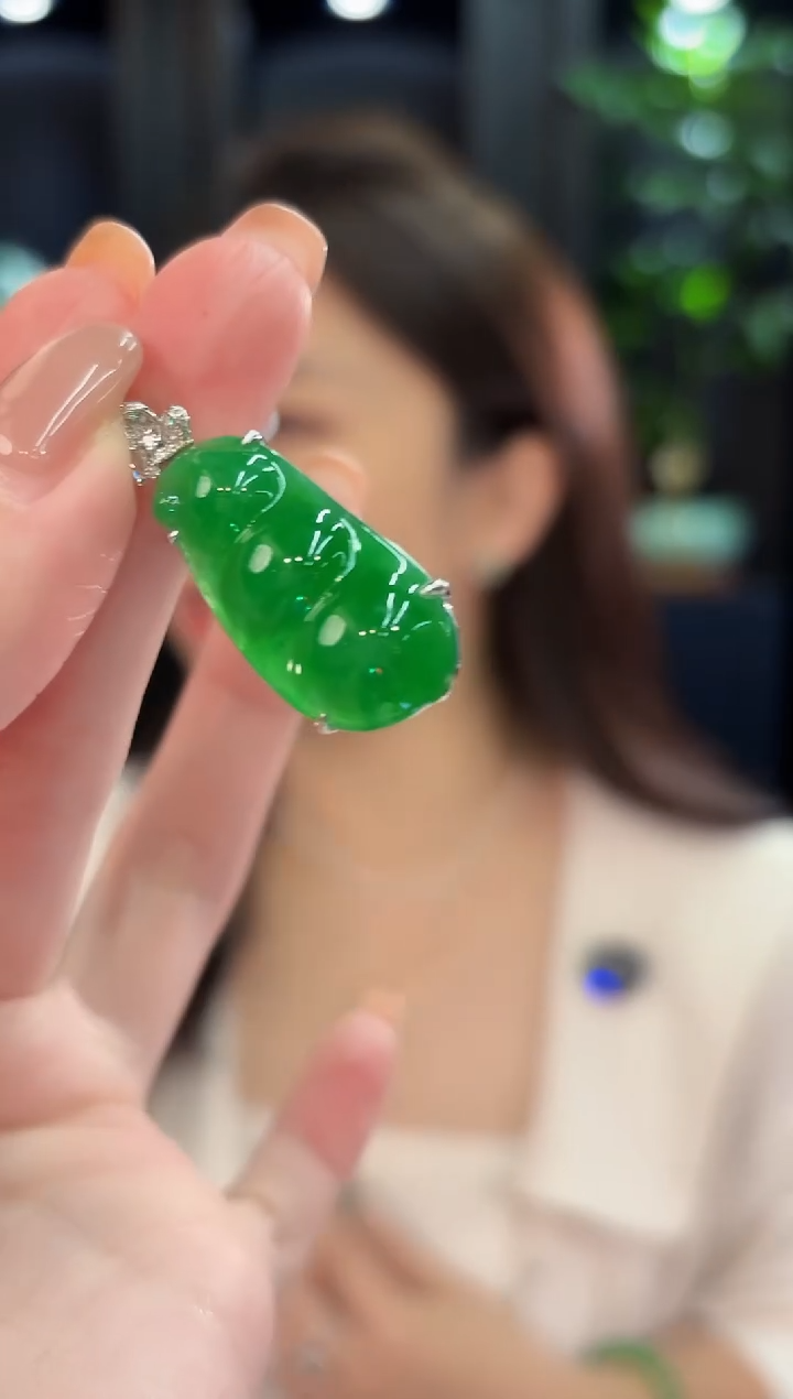 吊坠(不含链)18K金镶嵌翡翠 缅甸A货/支持复检/一件