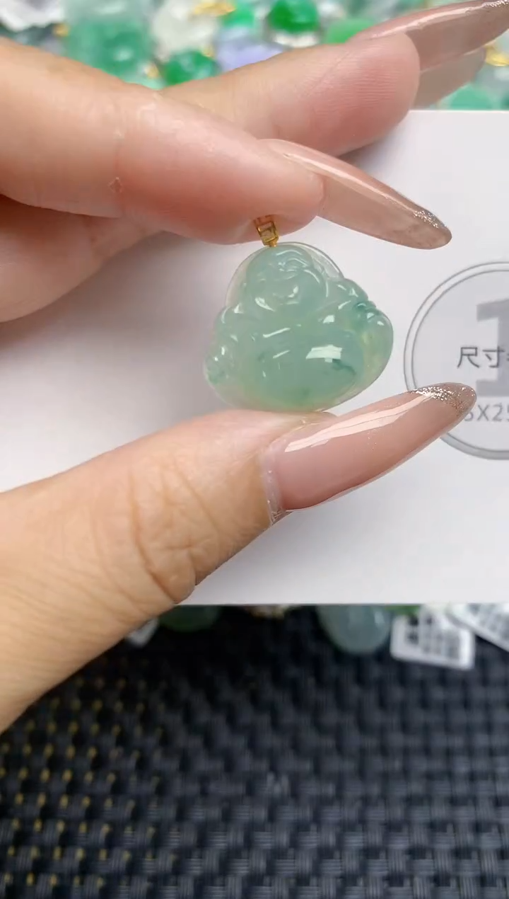 颈饰18K金镶嵌翡翠天然缅甸A货翡翠百元以上9元证书费自理