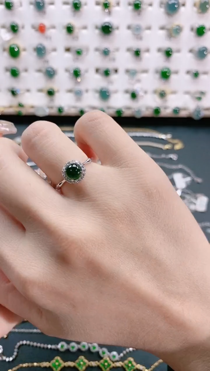 【闪购商品】翡翠戒指银S925镶嵌天然翡翠