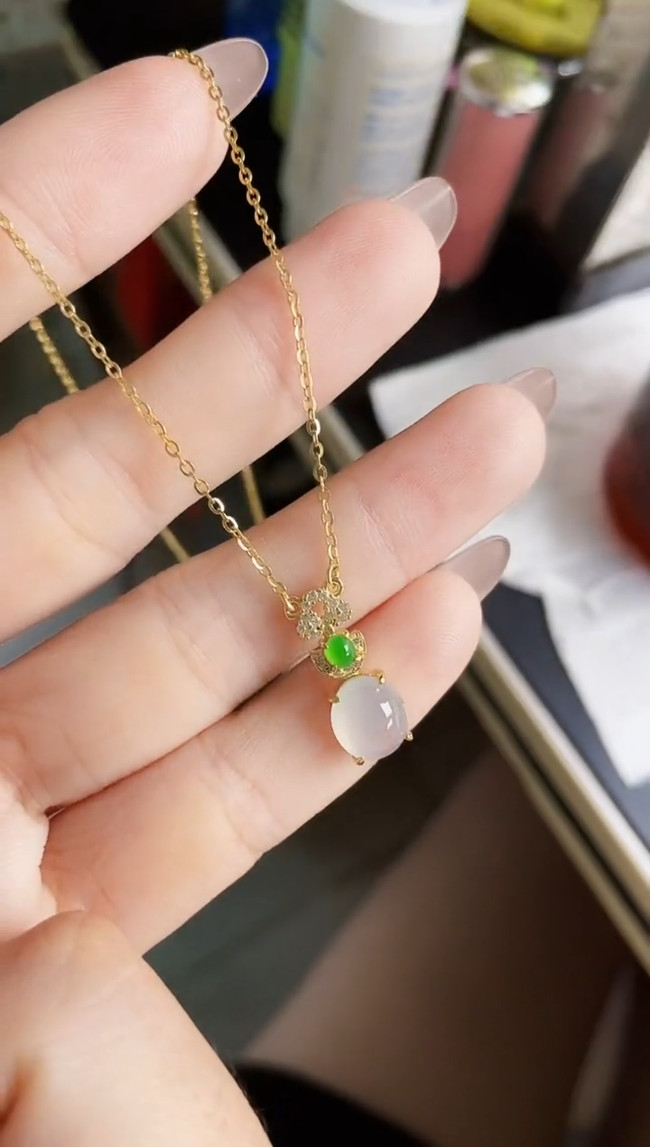 翡翠银S925镶嵌颈饰22