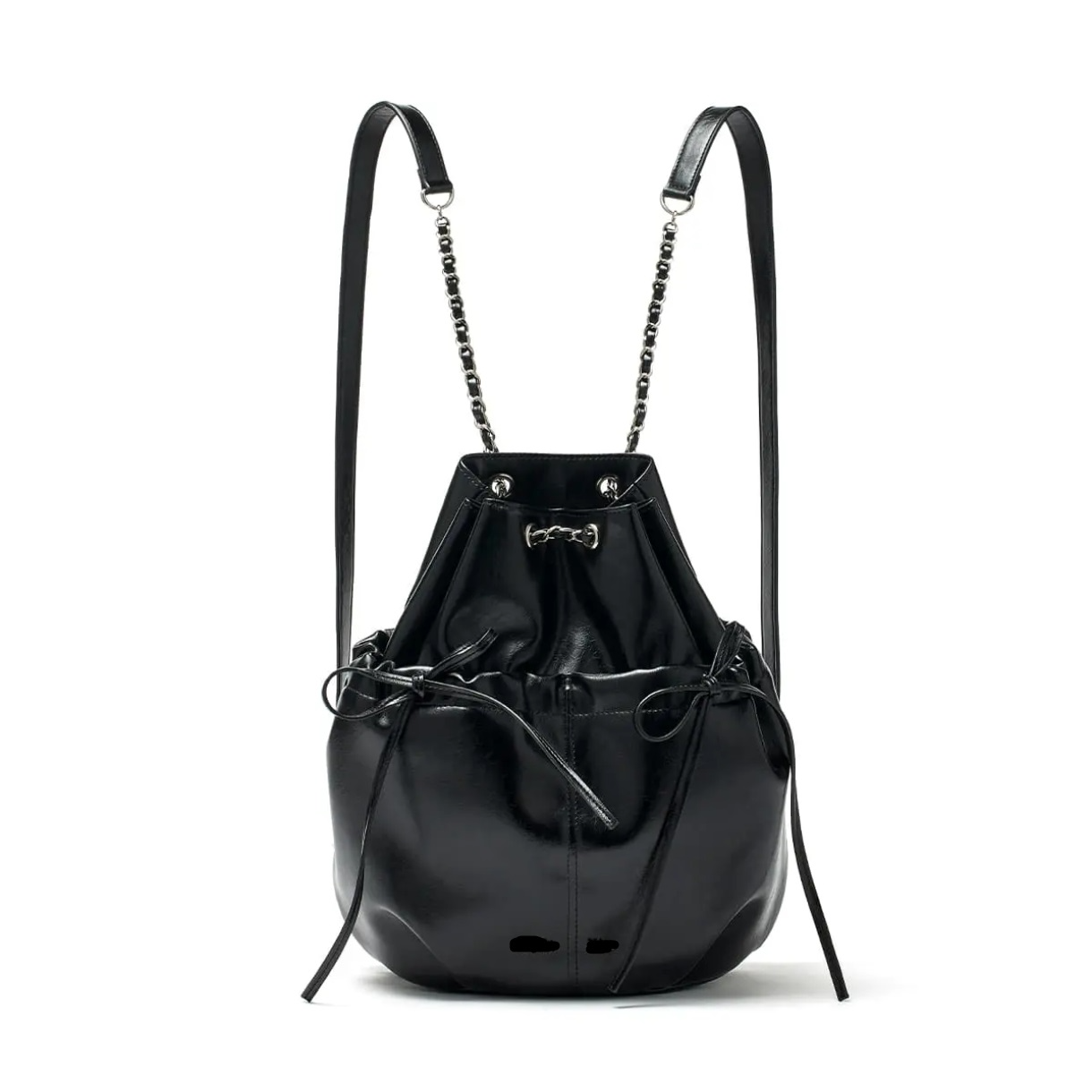 时尚ins小众简约蝴蝶结抽带链条背包双肩包小香风书包