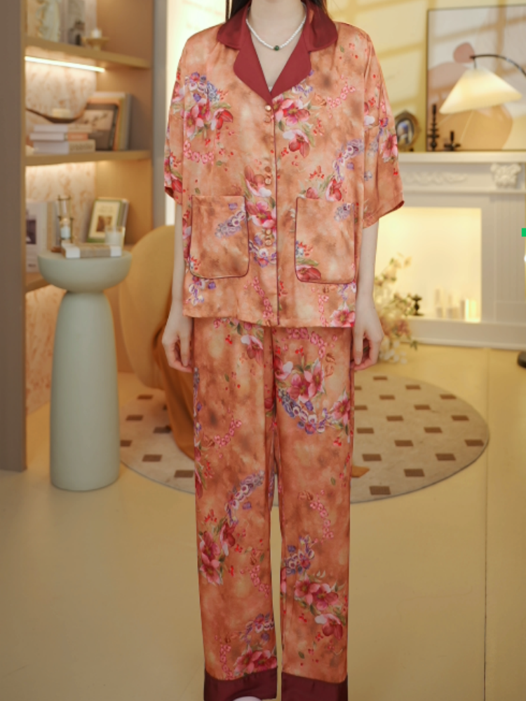 【胭脂牡丹】女士八分袖家居服睡衣套装