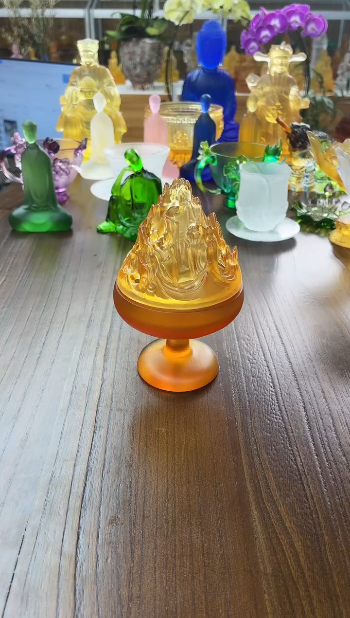 手工艺品琉璃博山炉中号琥珀色