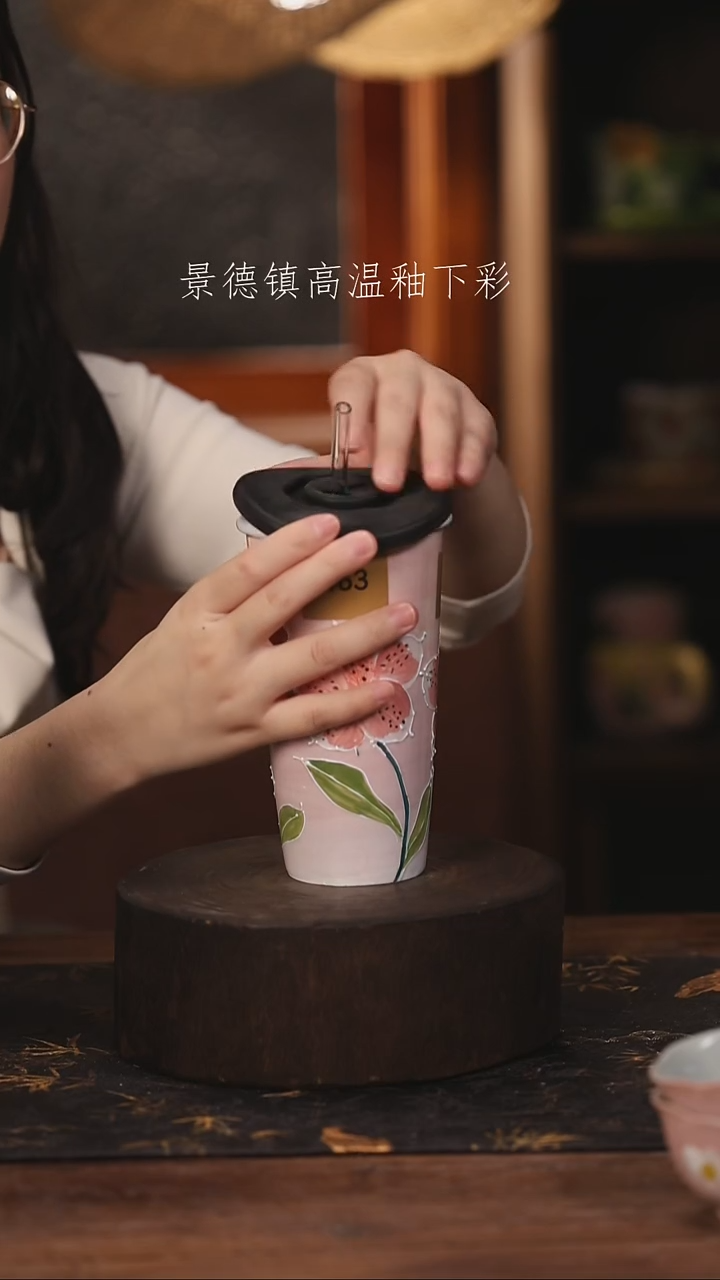 陶瓷景德镇高温釉下手绘陶瓷@L463@