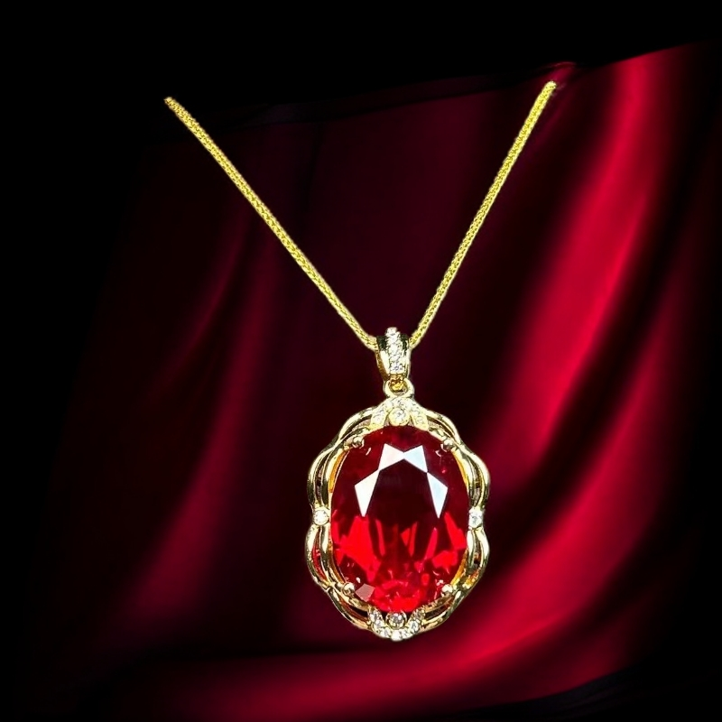 如懿高订253-轻奢培育5A鸽血红宝石精切合金吊坠
