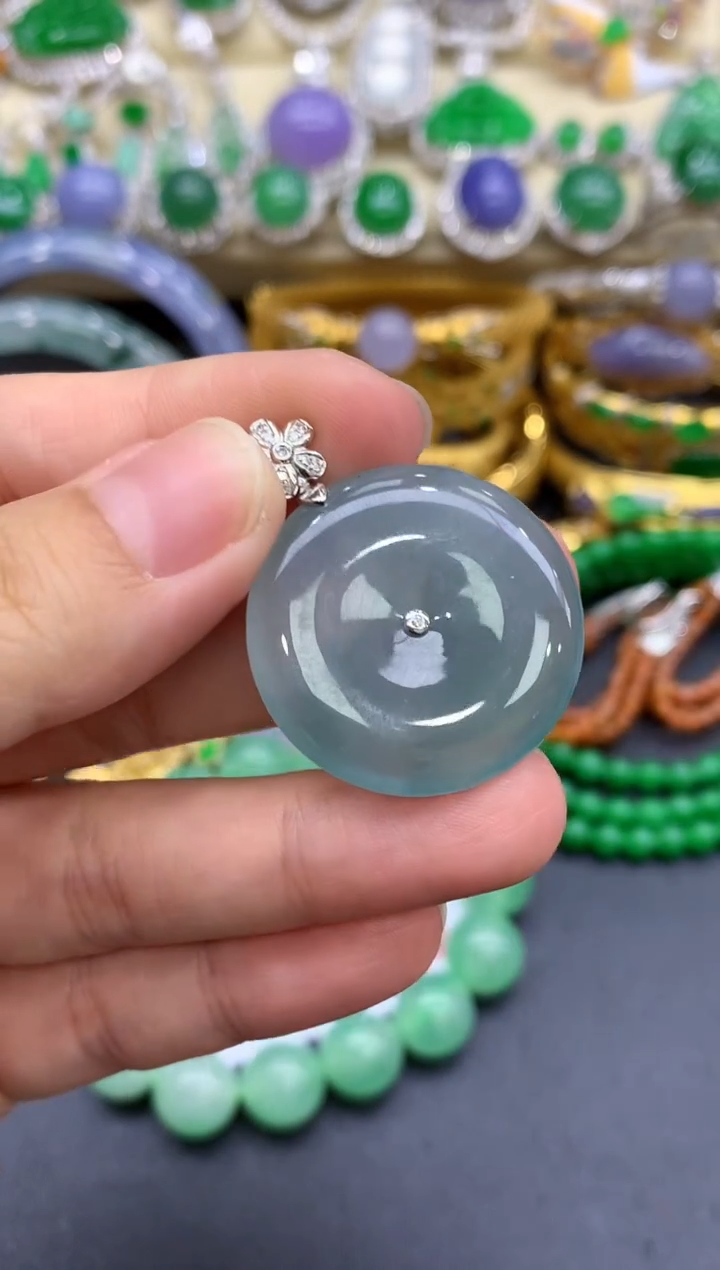 颈饰18K金镶嵌翡翠254-中国好珍宝