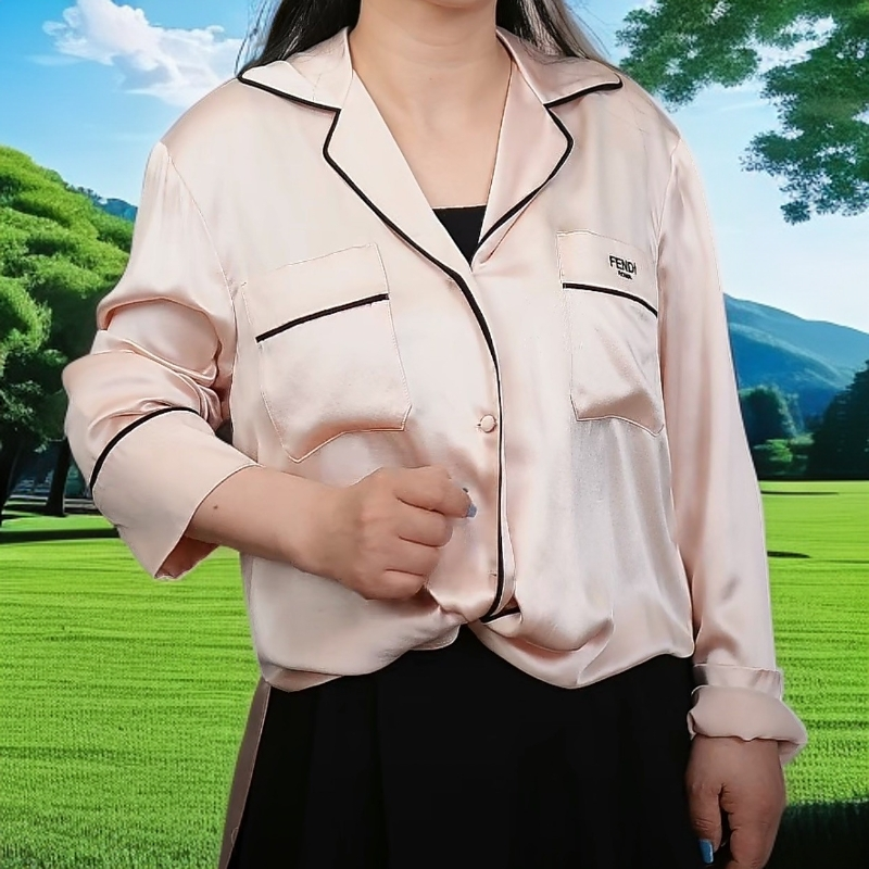 未使用 FENDI/芬迪 女士粉色睡衣式套装 缎面轻薄 114465