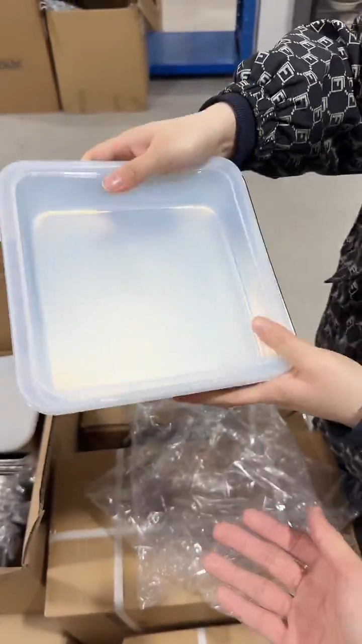 瓷片20*20cm冰箱用保鲜盒带盖