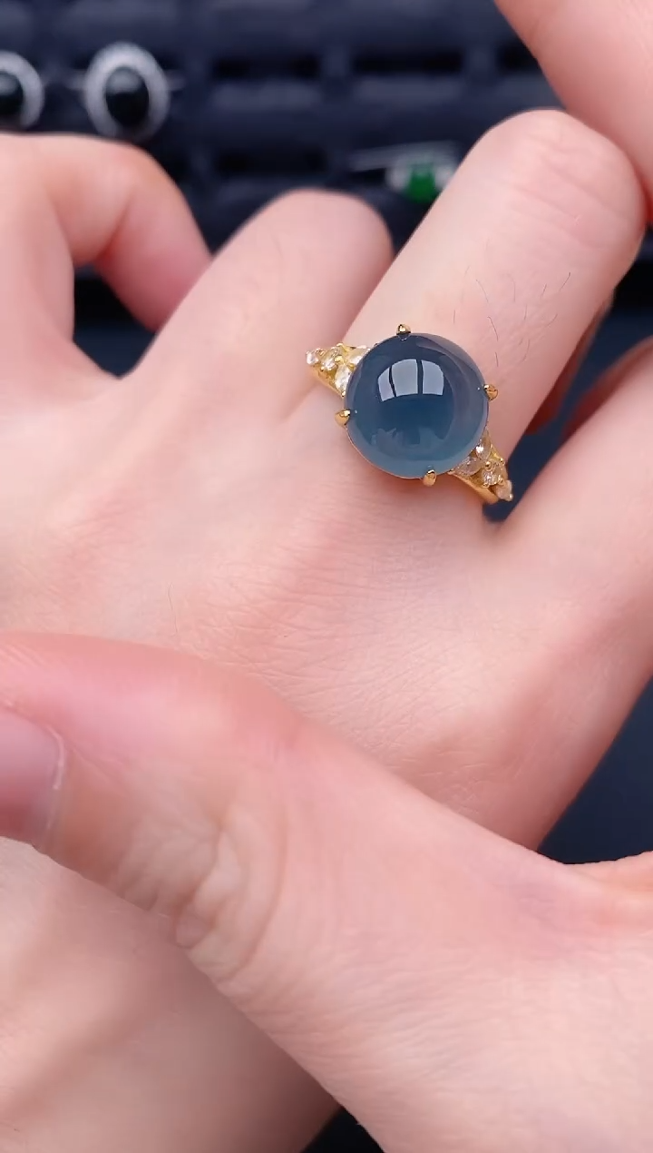 银S925镶嵌戒指翡翠天然a货翡翠207