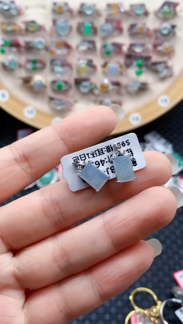 银S925镶嵌戒指翡翠天然A货缅甸翡翠