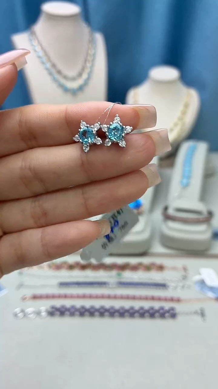 银S925镶嵌托帕石耳饰390BJ1209产品一个（多样性）