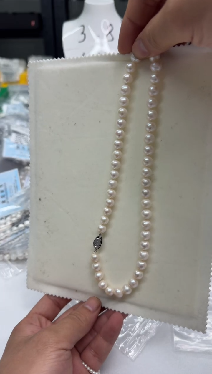 【闪购商品】淡水珍珠项链银S925镶嵌9-10mm（无核）