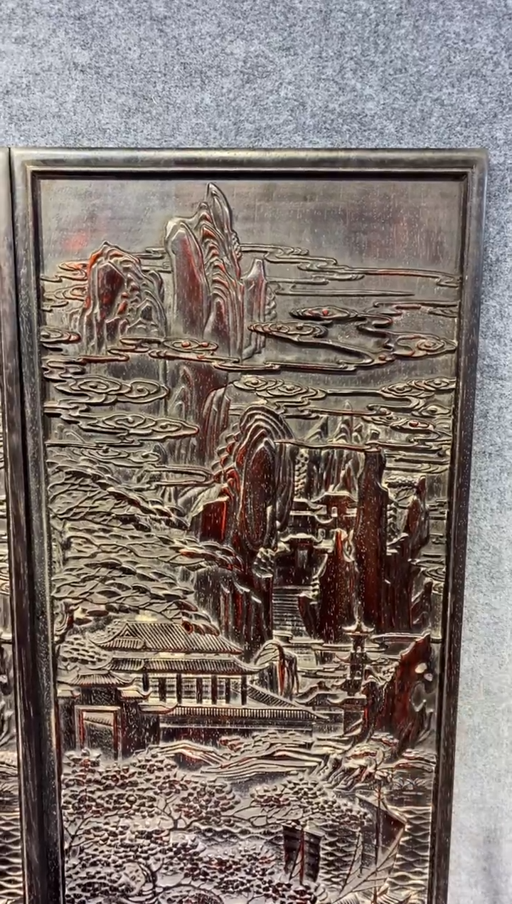 木紫檀拆件雕刻板以直播间实物为准微瑕老物件