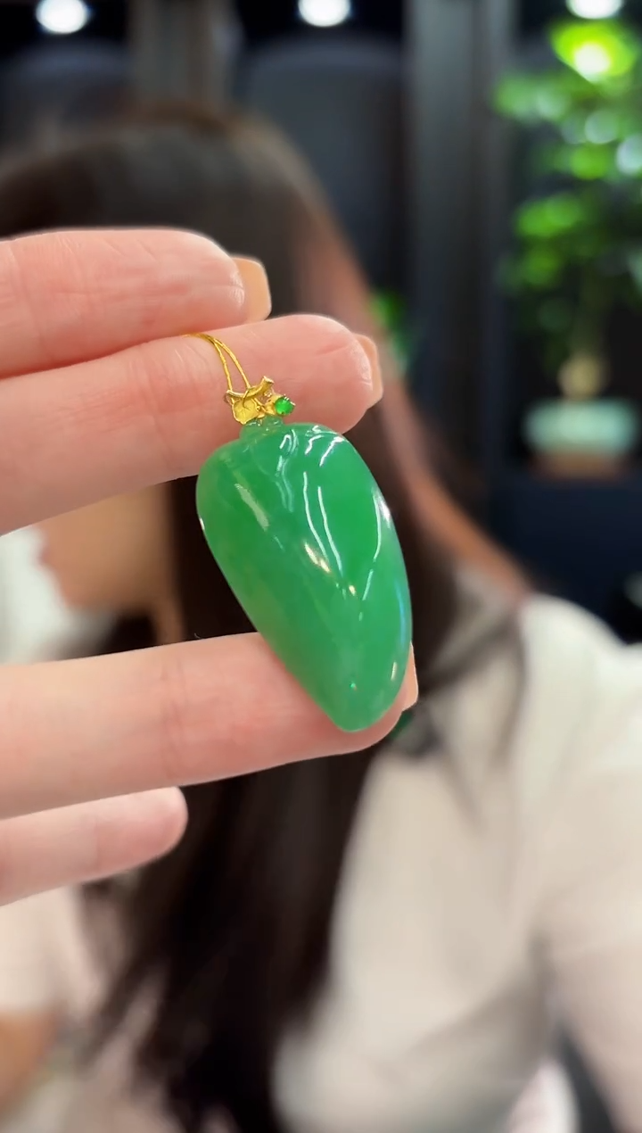 吊坠(不含链)18K金镶嵌翡翠 缅甸A货/支持复检/一件