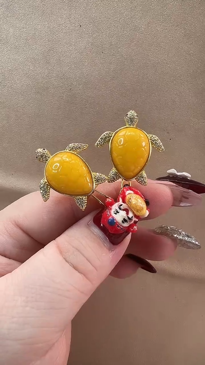 【闪购商品】琥珀耳饰银S925镶嵌耳环