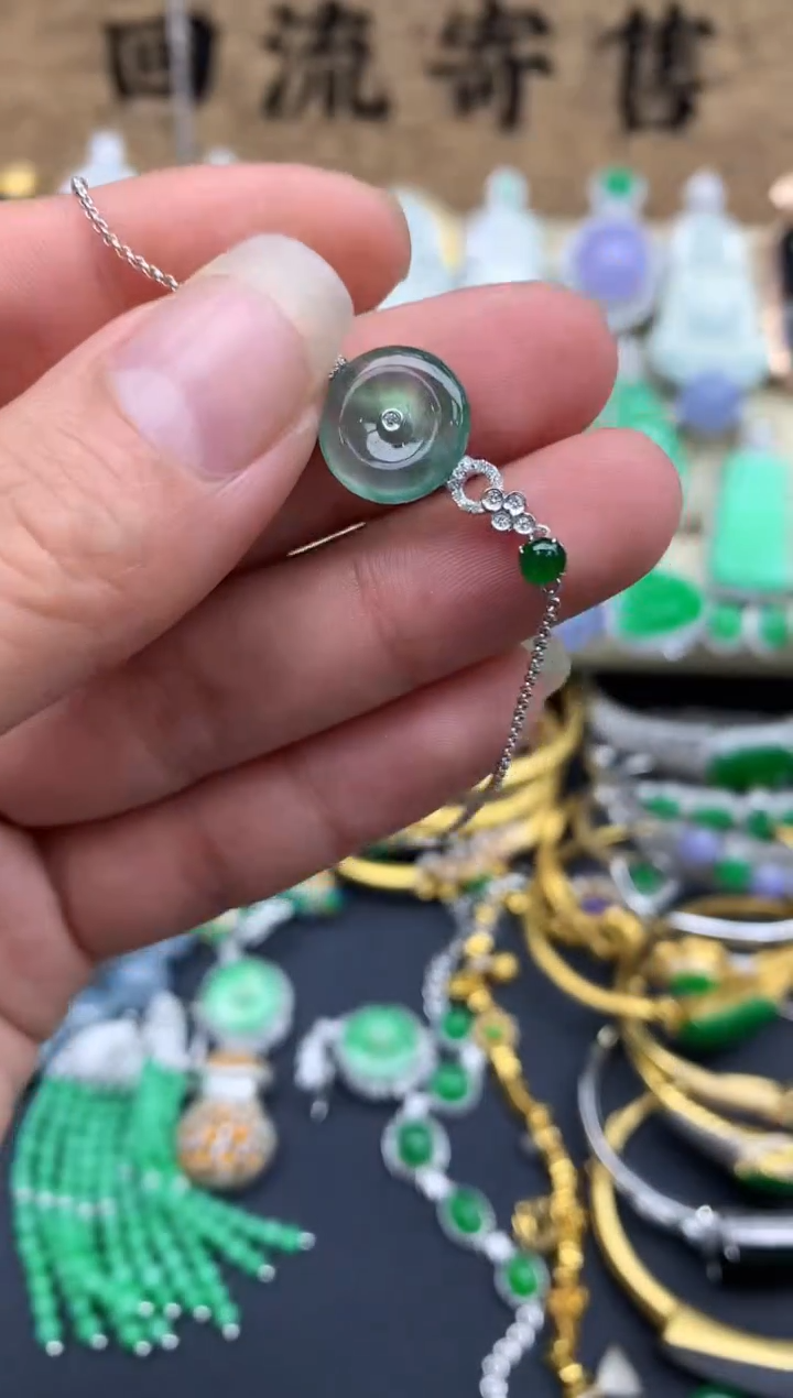【闪购商品】翡翠手串18K金镶嵌125-中国好珍宝