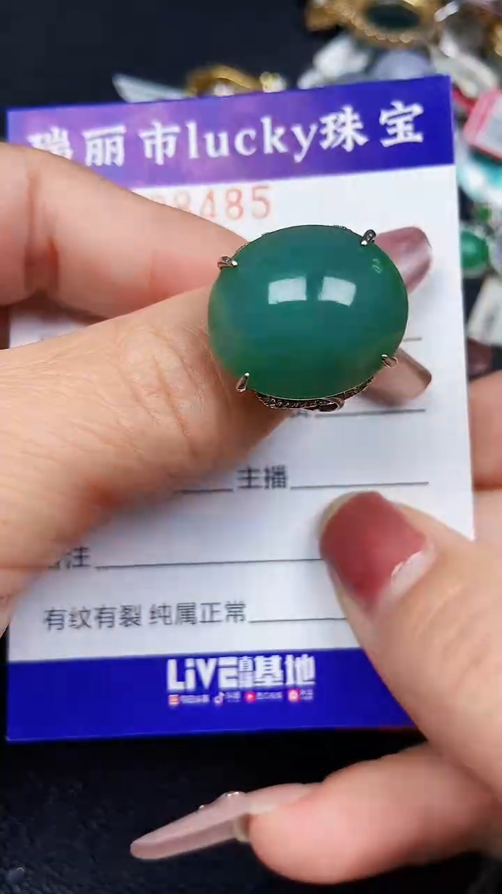 颈饰银S925镶嵌翡翠8485