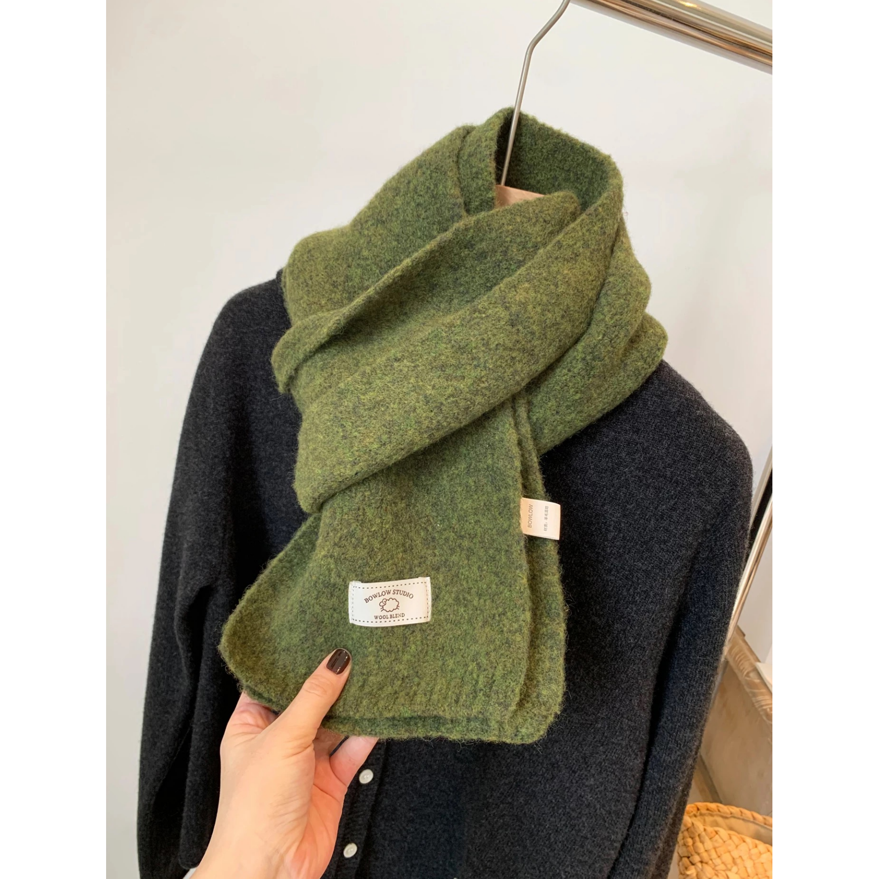 3568【羊毛混纺围巾】纯色毛线情侣小围巾韩系加厚保暖女士百搭围脖