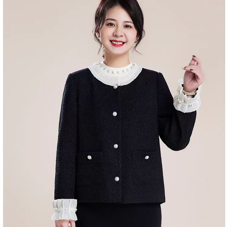 气质小众设计感黑色名媛小香风百搭短外套W219