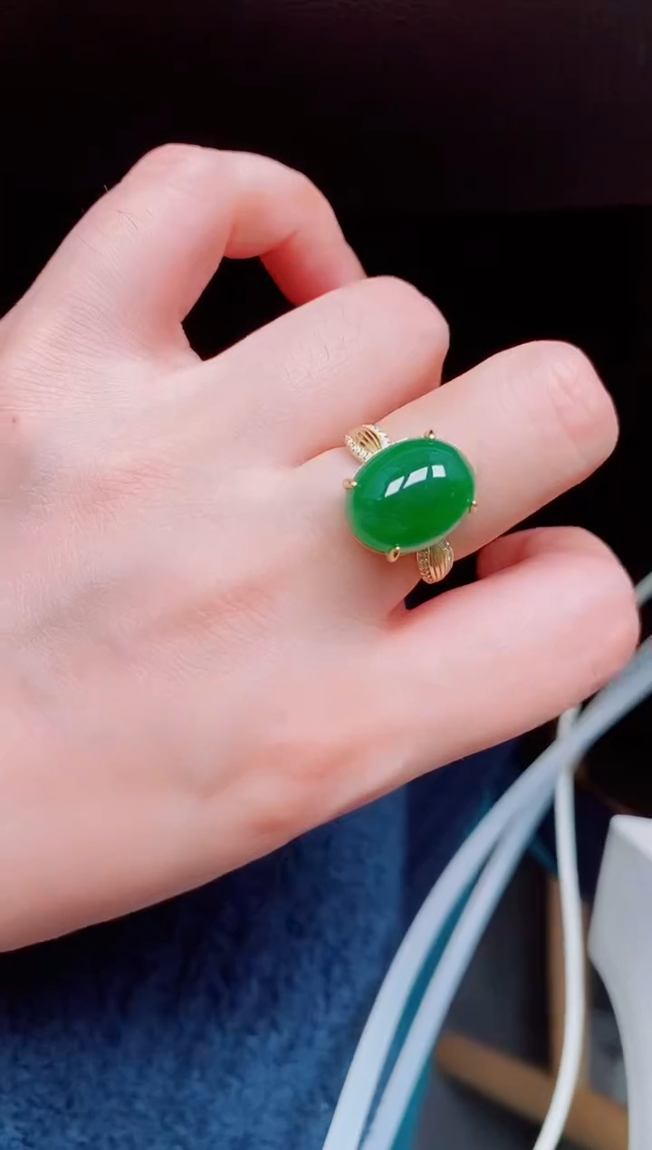 【闪购商品】翡翠戒指银S925镶嵌天然a货翡翠312