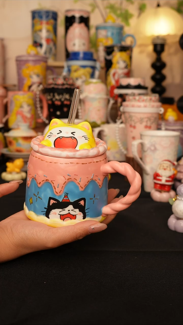 陶景德镇手绘的杯子 