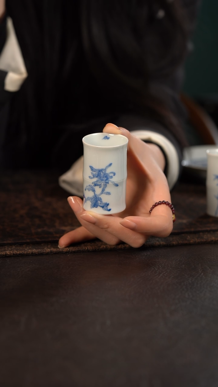 【闪购商品】杯聚澜堂菊花竹节杯高