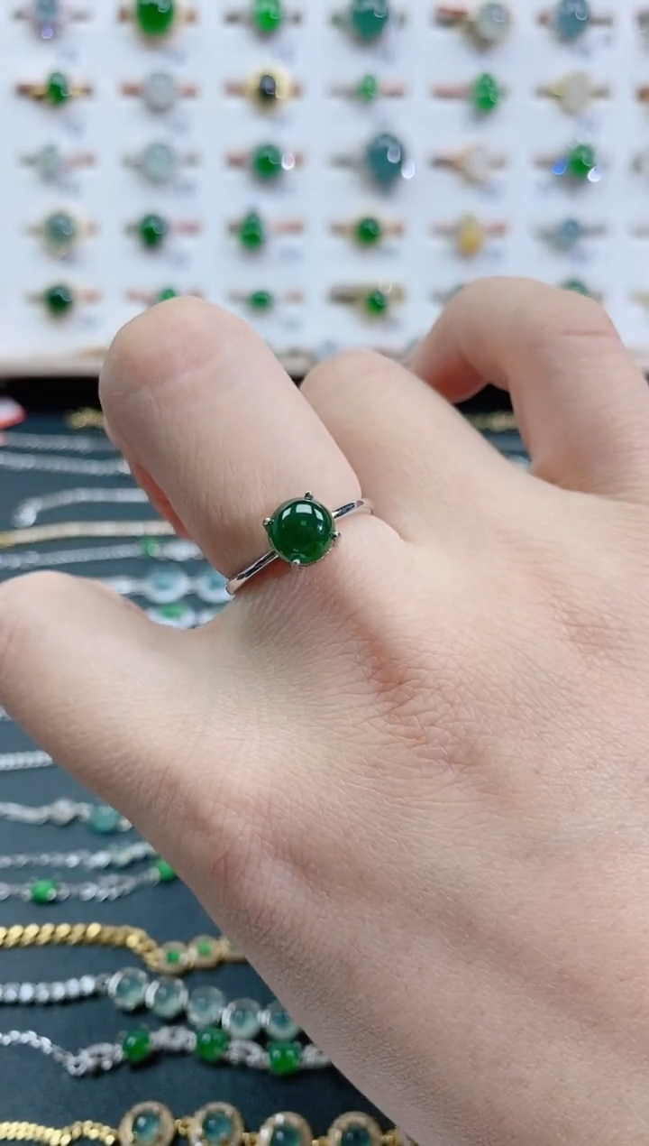 银S925镶嵌戒指翡翠天然翡翠