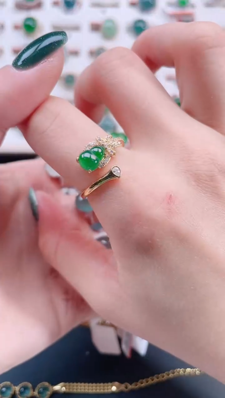 银S925镶嵌戒指翡翠天然翡翠