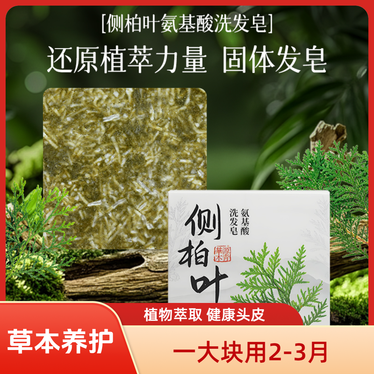 【草本养护】侧柏叶双重椰油氨基酸古法洗发皂草本植物精华萃取舒适
