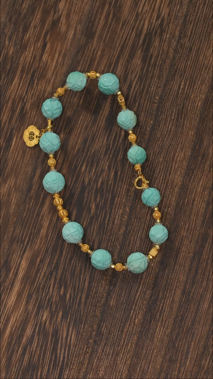 【闪购商品】绿松石手链18K金镶嵌1