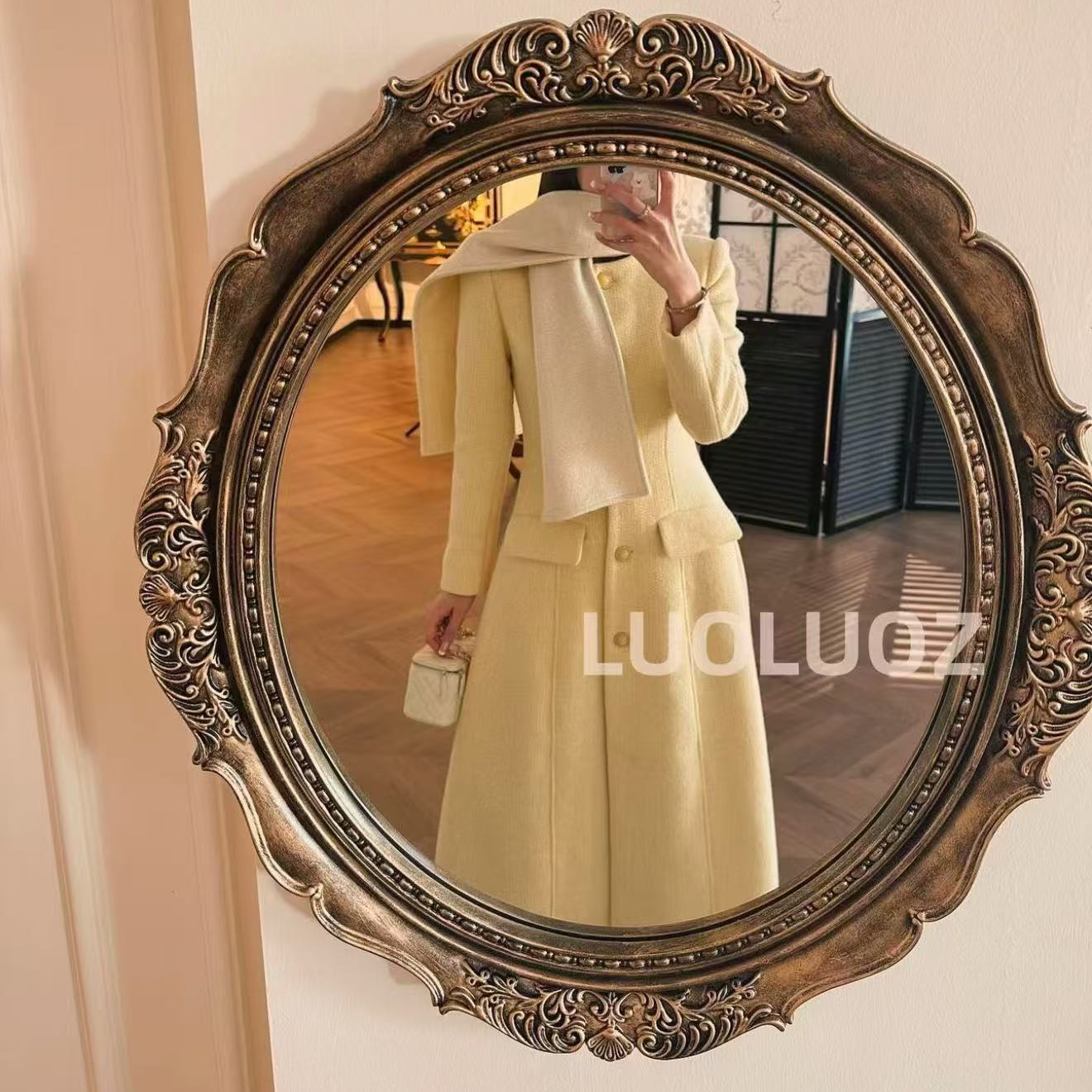 【现货】LUOLUOZ【云之栖羽】秋冬气质收腰轻奢围脖长款大衣外套JF408