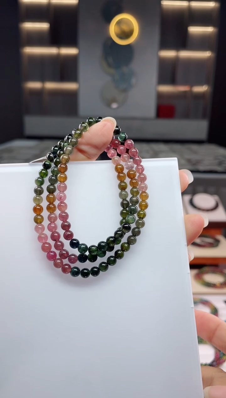 未镶嵌老矿碧玺三圈手串mm+碧玺（多样性发一条）Q