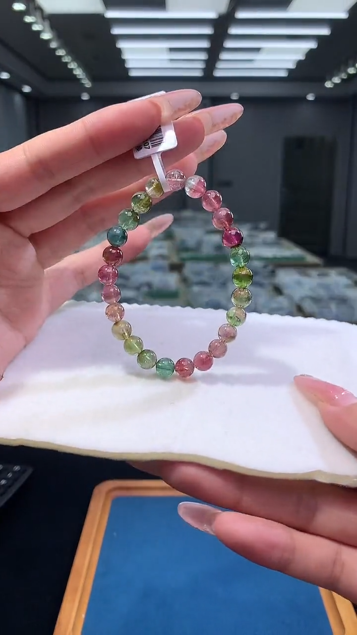 手链未镶嵌碧玺 彩虹西瓜碧玺单圈7x（多样性发一）