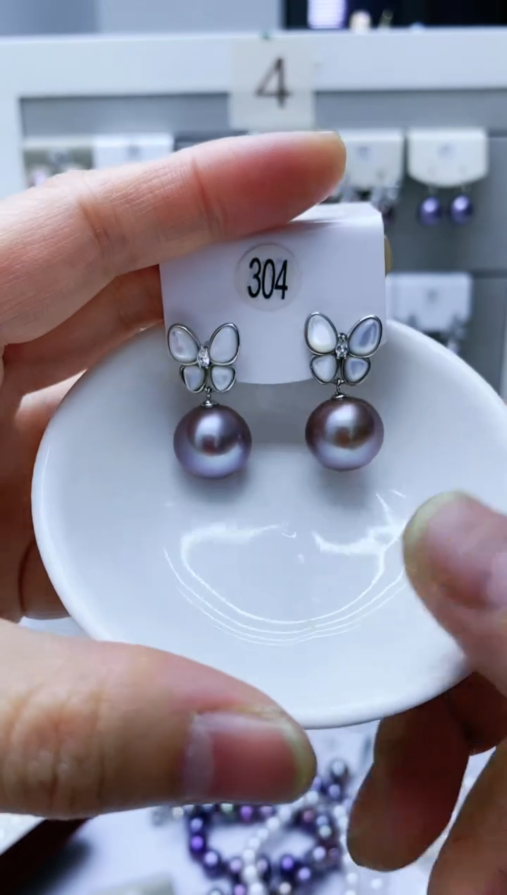 【闪购商品】淡水珍珠耳饰银S925镶嵌304