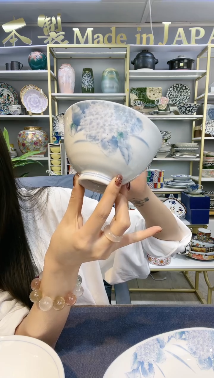 【闪购商品】碗淡彩绣球花饭碗12.3cm两支