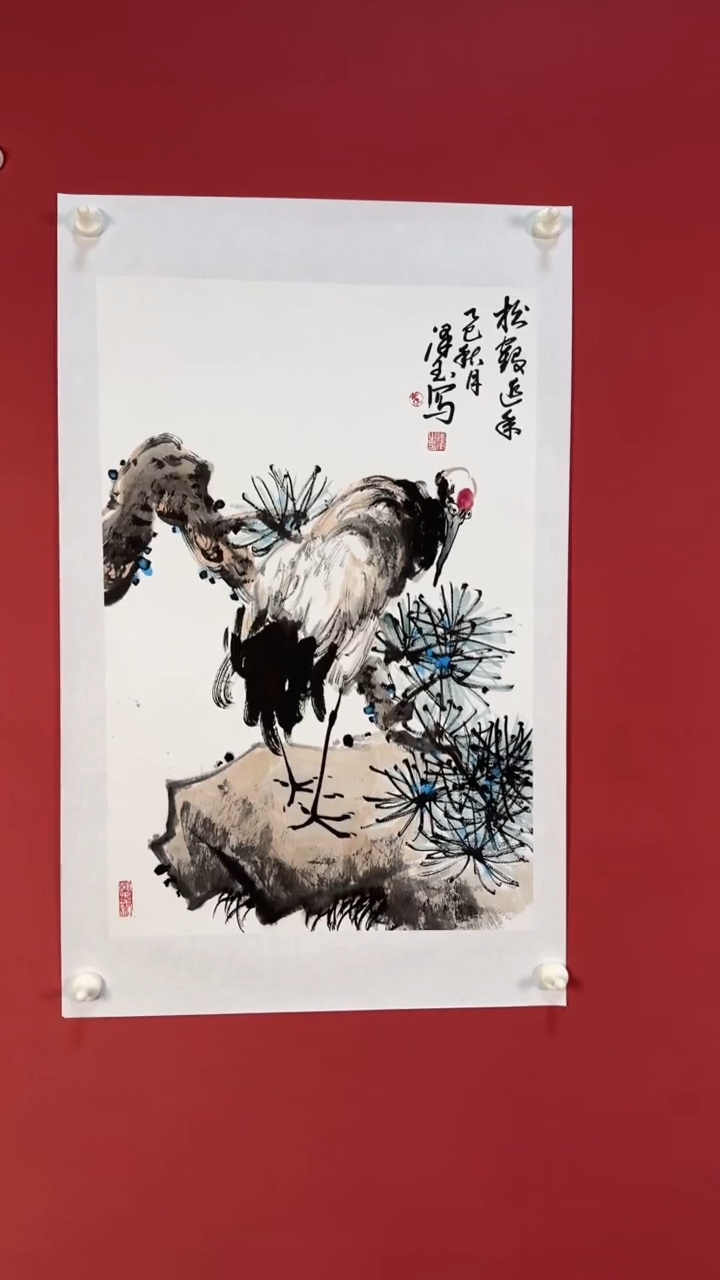 国画松鹤延年-李老师-直播间大漏