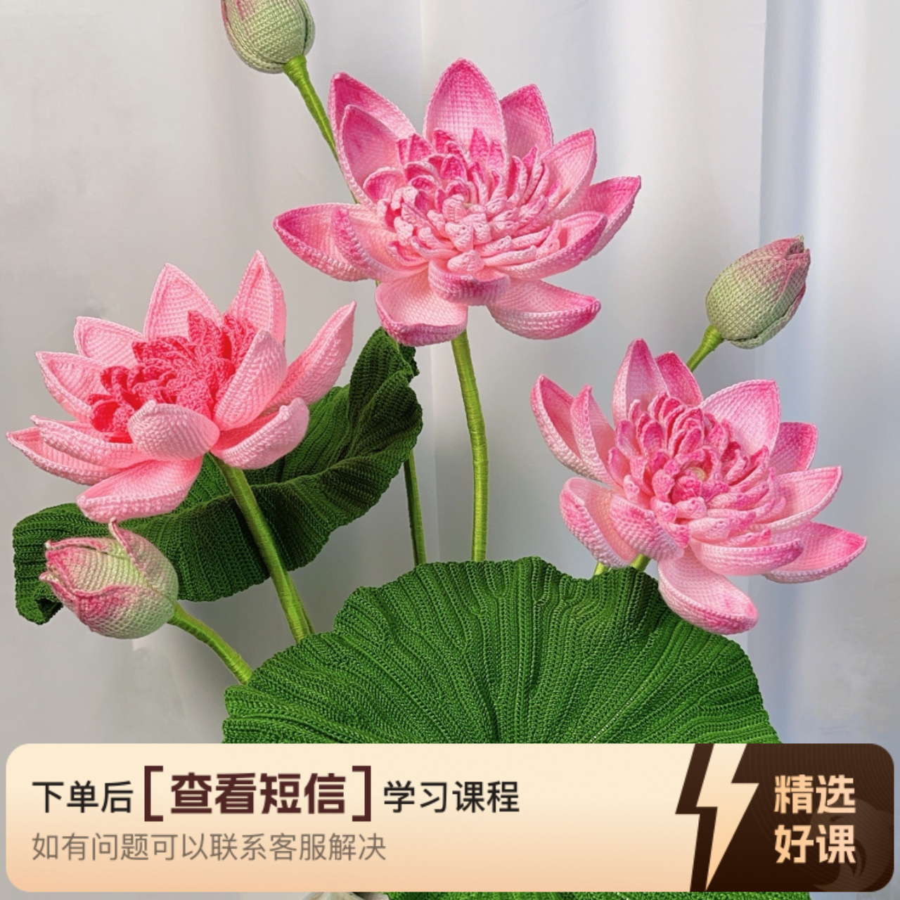 重瓣荷花 钩织课程（留意短信解锁课程）