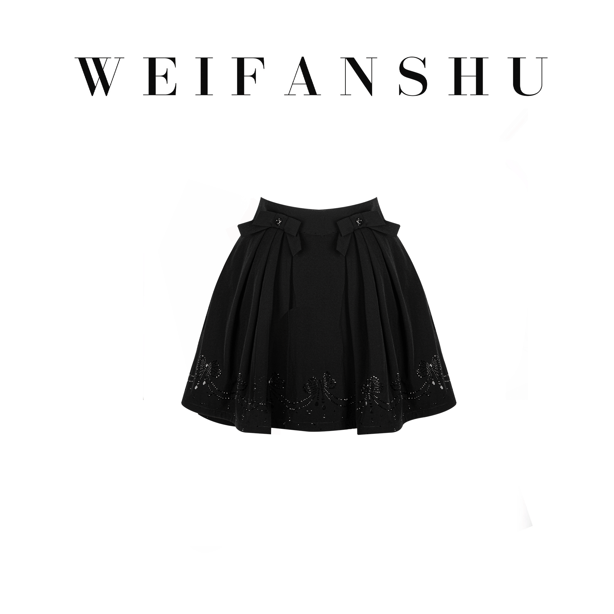 WEIFANSHU/魏凡舒【怦然心动】重工蝴蝶结烫钻千金风A字伞裙
